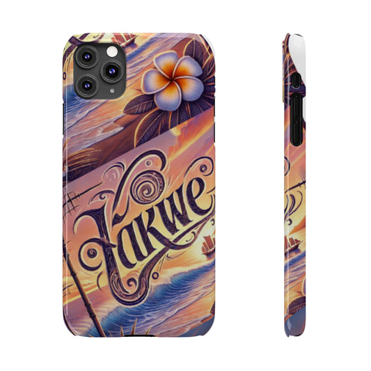 Tropical Sunset Slim Phone Case - 'Aloha' Design for Beach Lovers