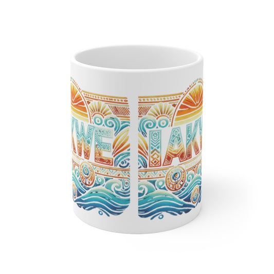 Lake Vibes Ceramic Coffee Cup - 11oz & 15oz - Perfect for Coffee Lovers and Outdoor Enthusiasts