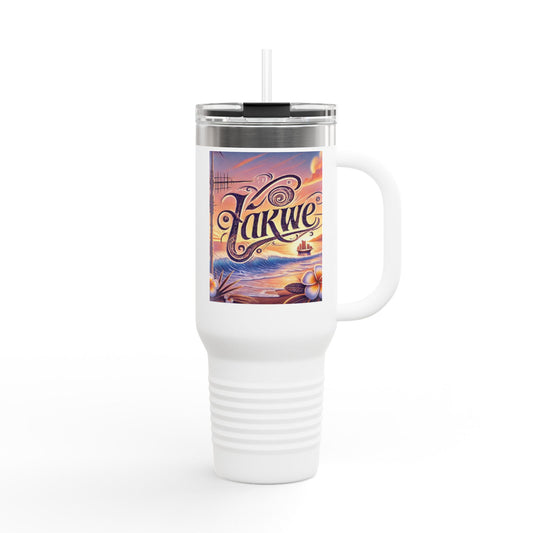 Insulated Travel Mug - 40oz, with Relaxing Sunset Design for Hot & Cold Beverages